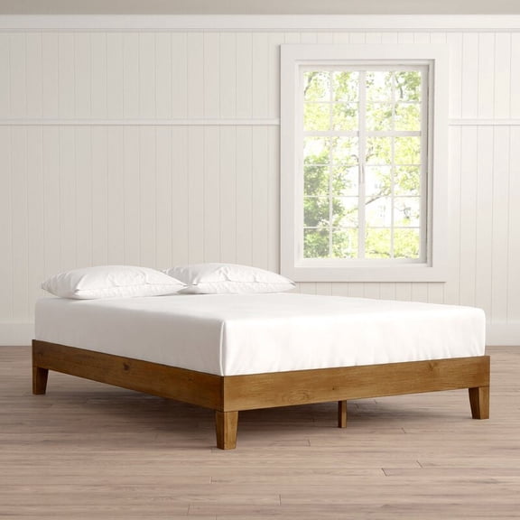 Posh Pollen Wilson Solid Wood Queen Classic Bed Frame, Pine