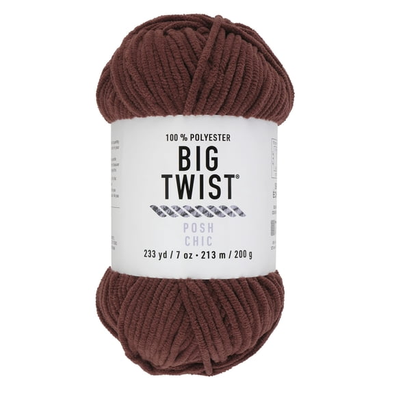 Posh Purl Yarn by Loops & Threads Bulky 100% Polyester - Soft & Plush Chenille Yarn for Knitting & Crochet - Ideal for Blankets - Scarves - Hats & Crafts - Chocolate Fudge