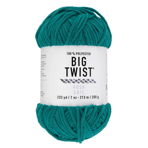 Posh Purl Yarn by Loops & Threads – Bulky 100% Polyester - Soft & Plush Chenille Yarn for Knitting & Crochet - Ideal for Blankets - Scarves - Hats & Crafts - Kale
