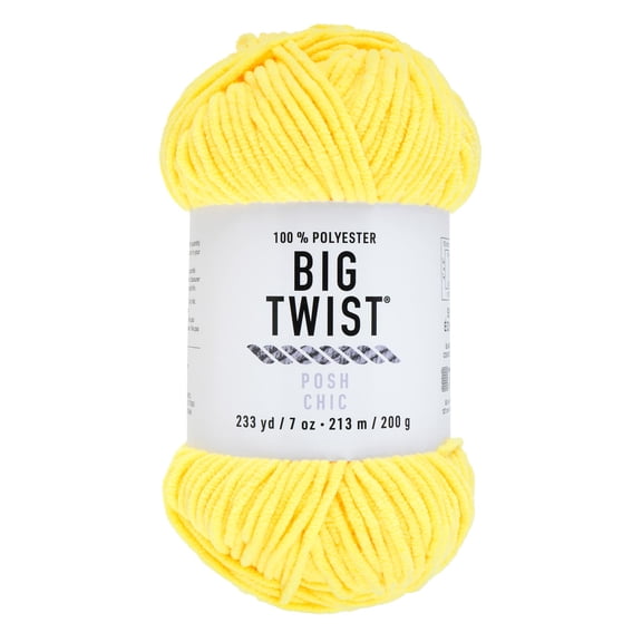 Posh Purl Yarn by Loops & Threads – Bulky 100% Polyester - Soft & Plush Chenille Yarn for Knitting & Crochet - Ideal for Blankets - Scarves - Hats & Crafts - Lemon Meringue