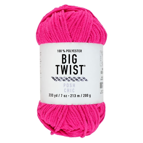 Posh Purl Yarn by Loops & Threads â€“ Bulky 100% Polyester - Soft & Plush Chenille Yarn for Knitting & Crochet - Ideal for Blankets - Scarves - Hats & Crafts - Raspberry Sorbet