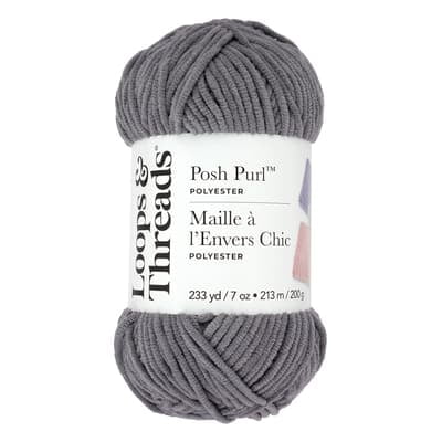 Posh Purl Yarn by Loops & Threads – Bulky (5) 100% Polyester Chenille Yarn - Soft & Plush for Knitting & Crochet Blankets - Scarves - Hats & Crafts - 233 yd / 7 oz Skein - 8 Pack