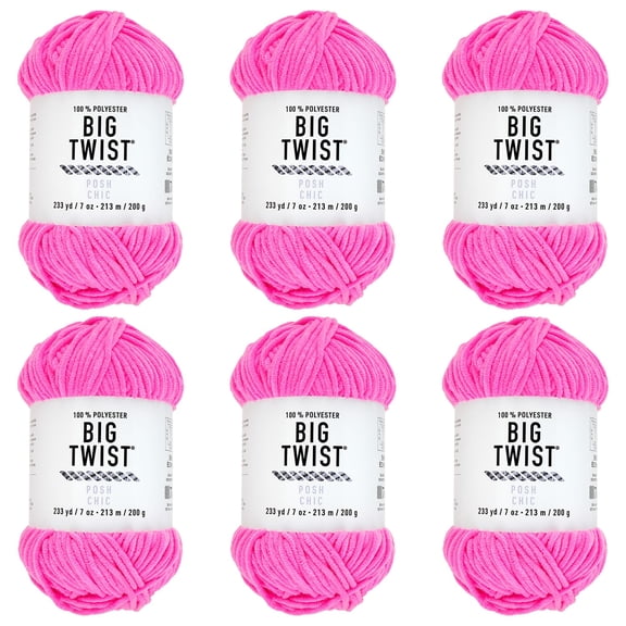 Posh Purl Yarn by Loops & Threads â€“ Bulky (5) 100% Polyester Chenille Yarn - Soft & Plush for Knitting & Crochet Blankets - Scarves - Hats & Crafts - 233 yd / 7 oz Skein - 8 Pack