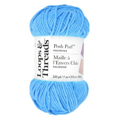 Posh Purl Yarn by Loops & Threads – Bulky (5) 100% Polyester Chenille Yarn - Soft & Plush for Knitting & Crochet Blankets - Scarves - Hats & Crafts - 233 yd / 7 oz Skein - 8 Pack