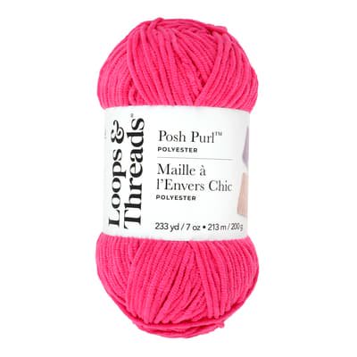 Posh Purl Yarn by Loops & Threads – Bulky (5) 100% Polyester Chenille Yarn - Soft & Plush for Knitting & Crochet Blankets - Scarves - Hats & Crafts - 233 yd / 7 oz Skein - 8 Pack