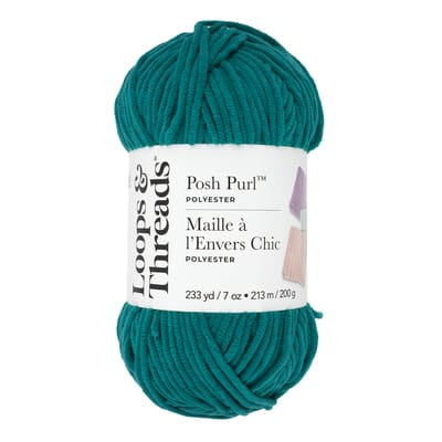 Posh Purl Yarn by Loops & Threads – Bulky (5) 100% Polyester Chenille Yarn - Soft & Plush for Knitting & Crochet Blankets - Scarves - Hats & Crafts - 233 yd / 7 oz Skein - 8 Pack