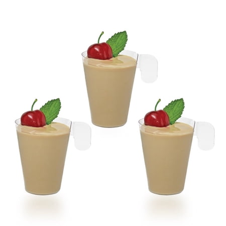 Posh Setting Mini Collection, Mini Cup with Handle, Heavyweight Clear Plastic, Elegant Disposable Mini 2oz Dessert Cup, Great For Desserts and Cocktails. (24 CT)