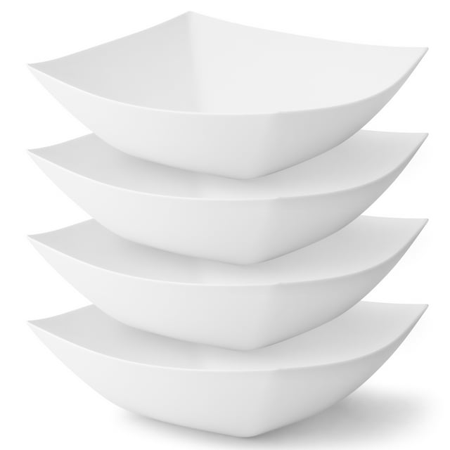 Posh Setting Square Plastic Serving Bowls, Large White Plastic Serving ...
