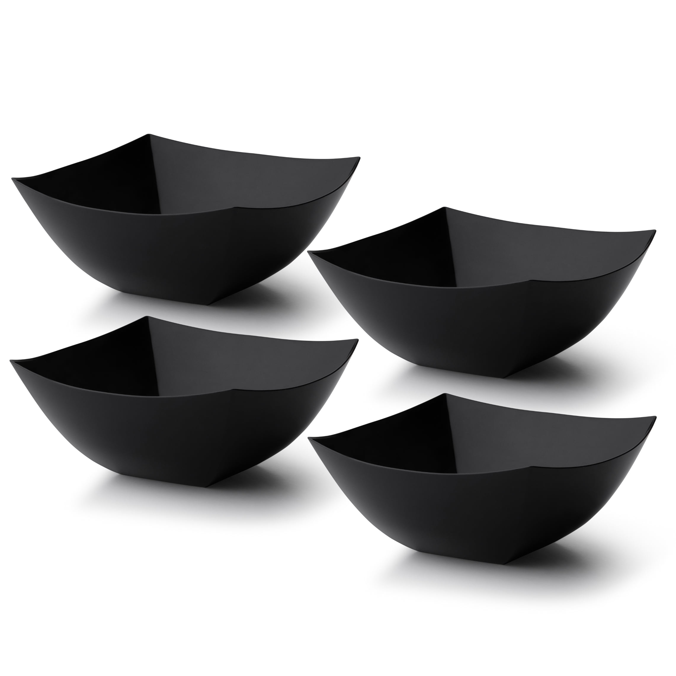 Posh Setting Square Plastic Serving Bowls, Small Black Plastic Candy