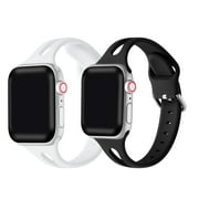 Posh Tech Unisex 2-Pack of Alex White and Black Silicone Bands for Apple Watch