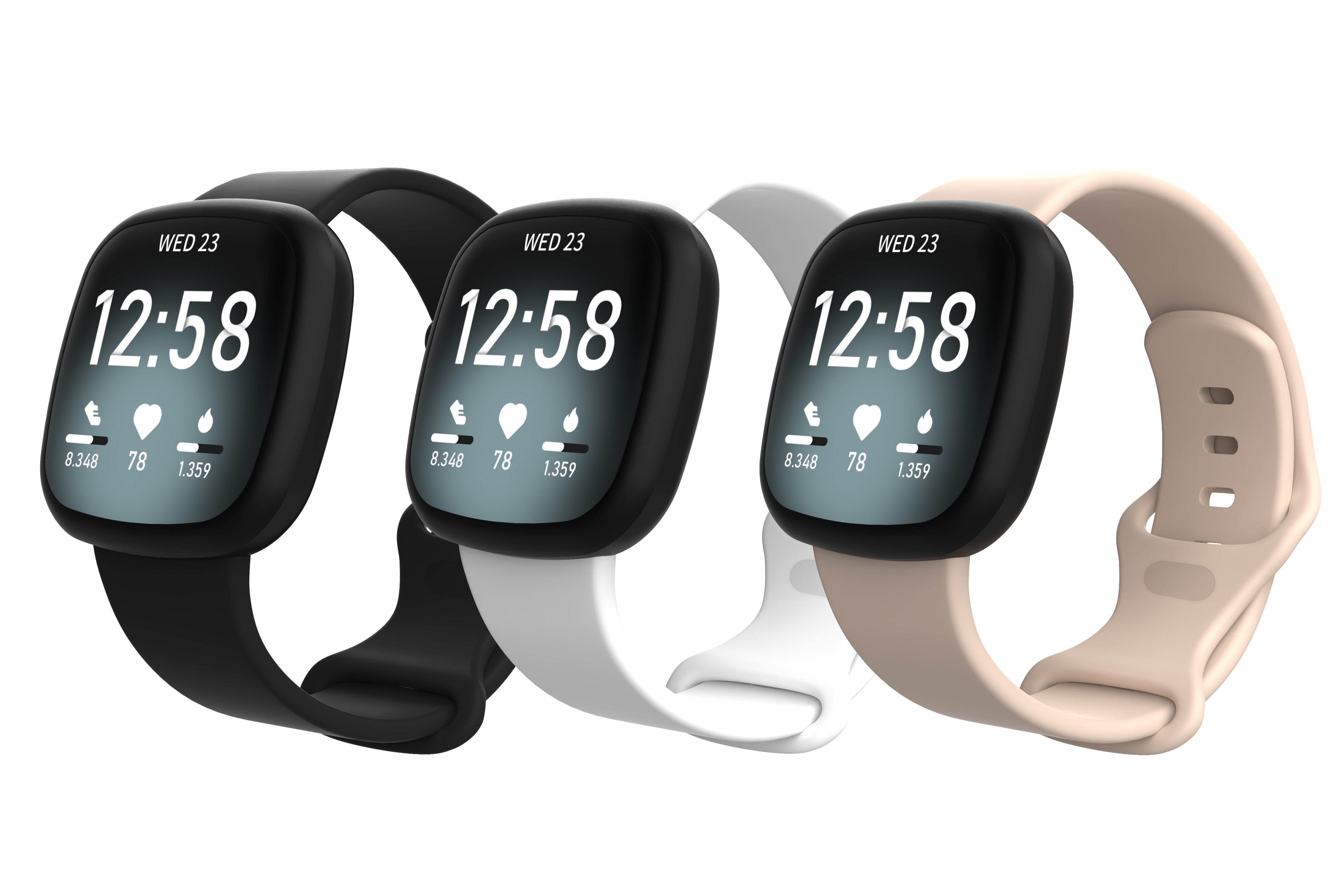 Posh Tech Unisex 3 Pack Silicone Sport Band for Fitbit Versa 3 Fitbit Sense Size Large Walmart