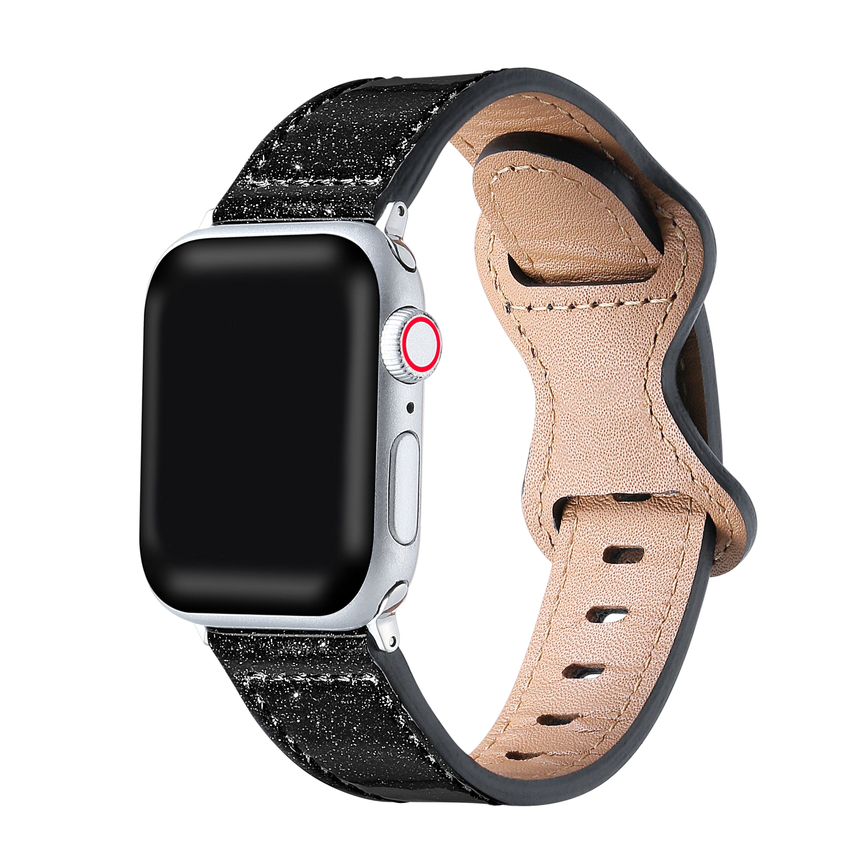 Posh Tech Callie Black Glitter Genuine Leather Band for Apple