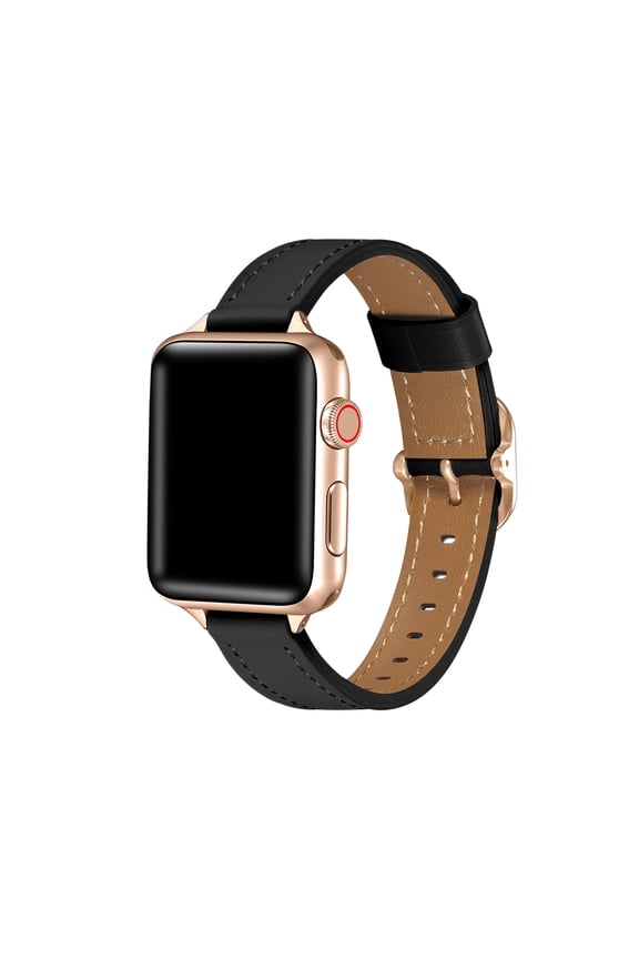 Carmen Skinny Black Leather Band Compatible for Apple Watch