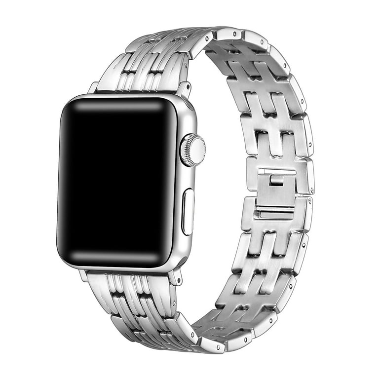 Posh Tech Charlotte Stainless Steel Band for Apple Watch sizes  42mm/44mm/45mm/49mm - Silver