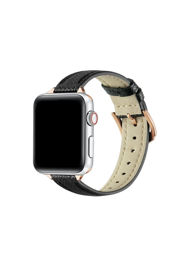 Cleo Skinny Black Leather Band Compatible for Apple Watch