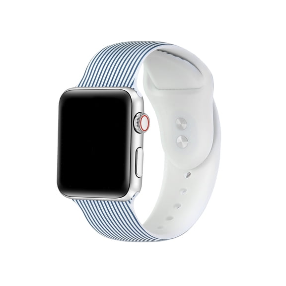Posh Tech Orla Silicone & Metal Replacement Watch Band for Apple Watch, Navy Seersucker