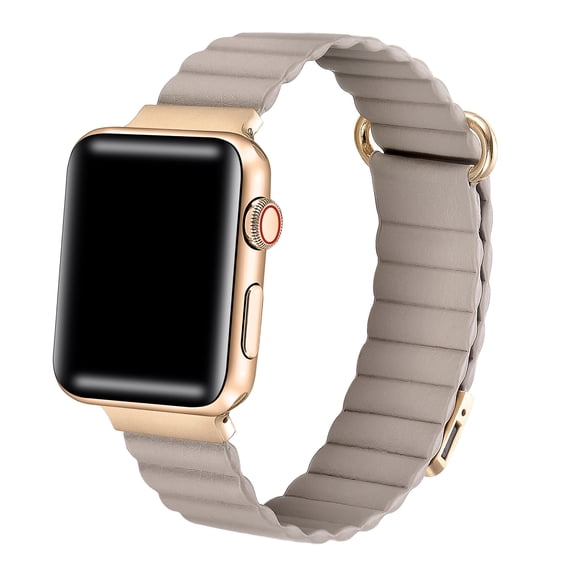Posh Tech Dakota Leather Band for Apple Watch sizes 42mm/44mm/45mm/49mm - Khaki
