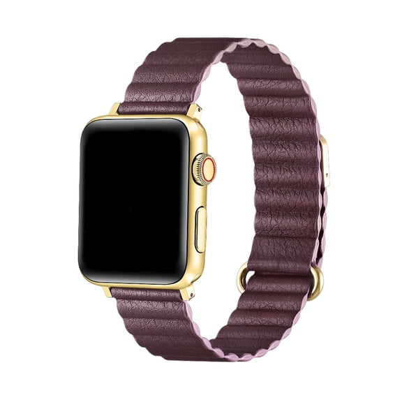 Posh Tech Dakota Magnetic Leather Apple Watch Band, Cherry Lacquer