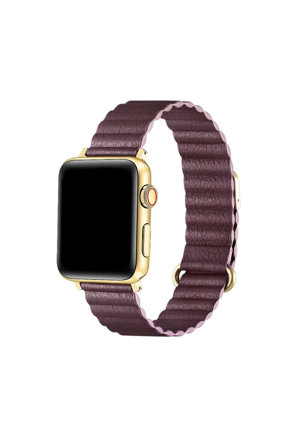 Dakota Magnetic Leather Apple Watch Band, Cherry Lacquer