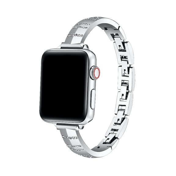 Posh Tech Eclipse Rhinestone Metal Apple Watch Band, Silver