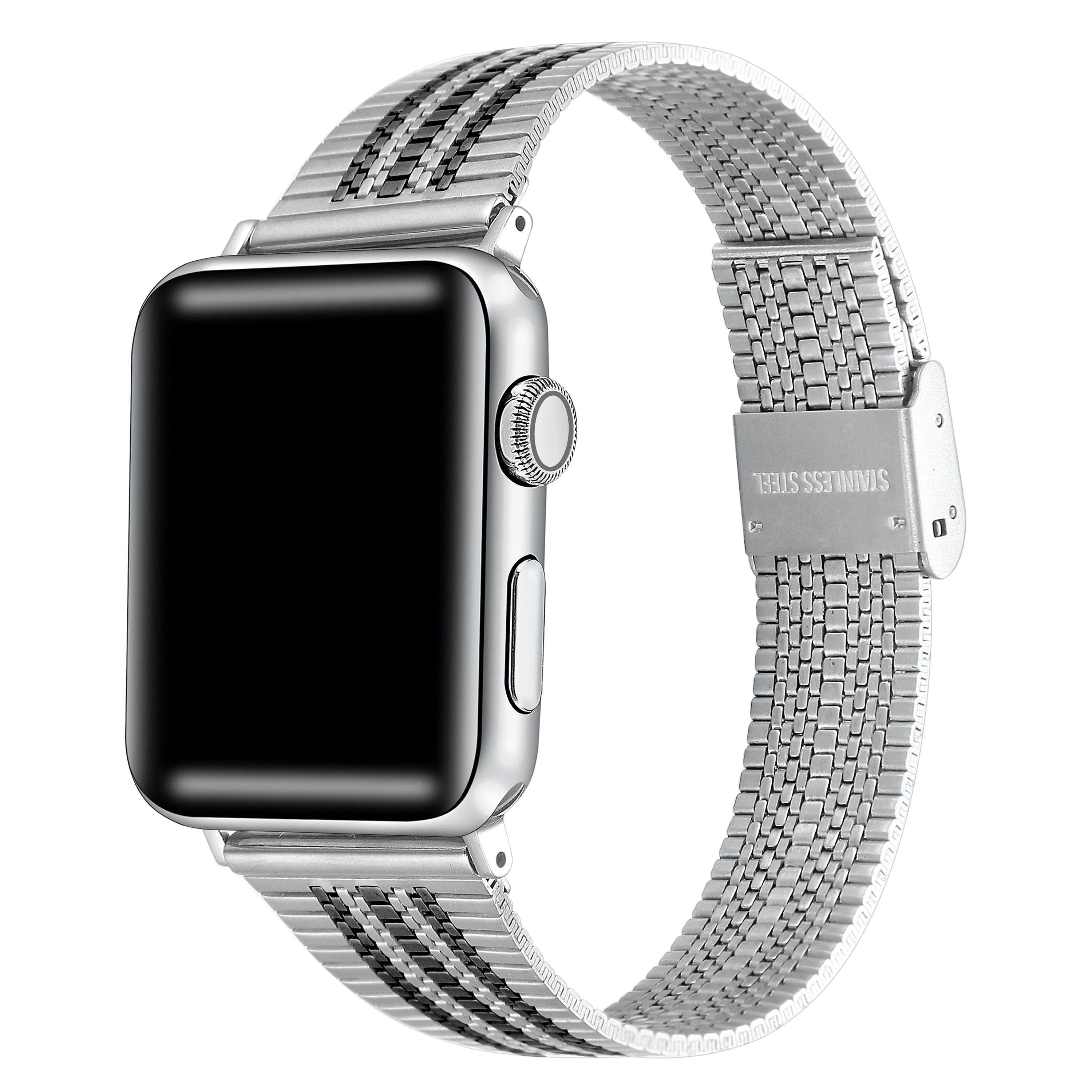 The Posh Tech Eliza Stainless Steel Apple Watch Watchband Silver Black