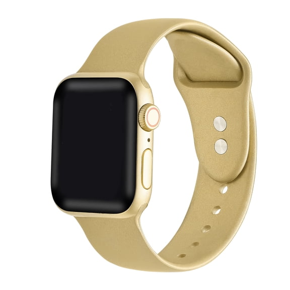 Posh Tech Gold Metallic Silicone Band for Apple Watch Series 1-8 for Size 42mm/44mm/45mm/49mm