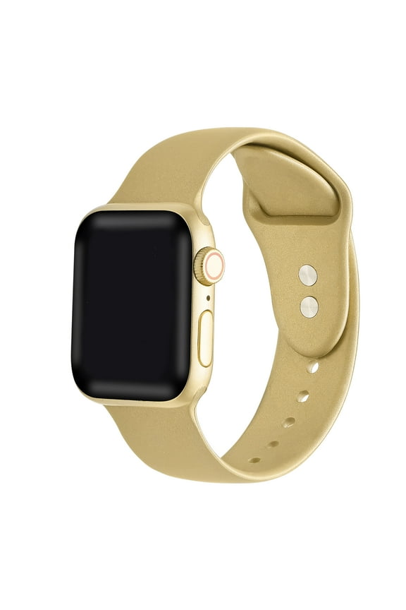 Posh Tech Gold Metallic Silicone Band for Apple Watch Series 1-8 for Size 42mm/44mm/45mm/49mm