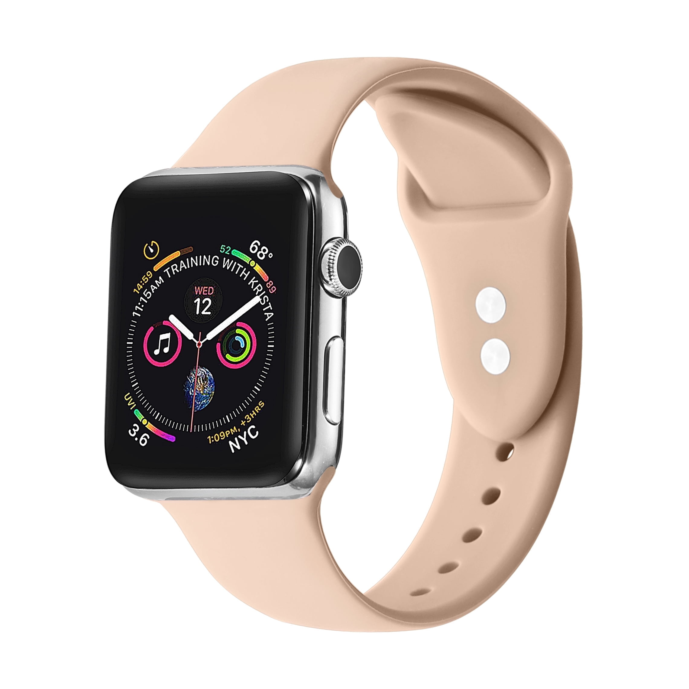 Posh Tech Light pinkSilicone Band with Pins for Apple Watch Series 1 7 Size 38mm 40mm 41mm