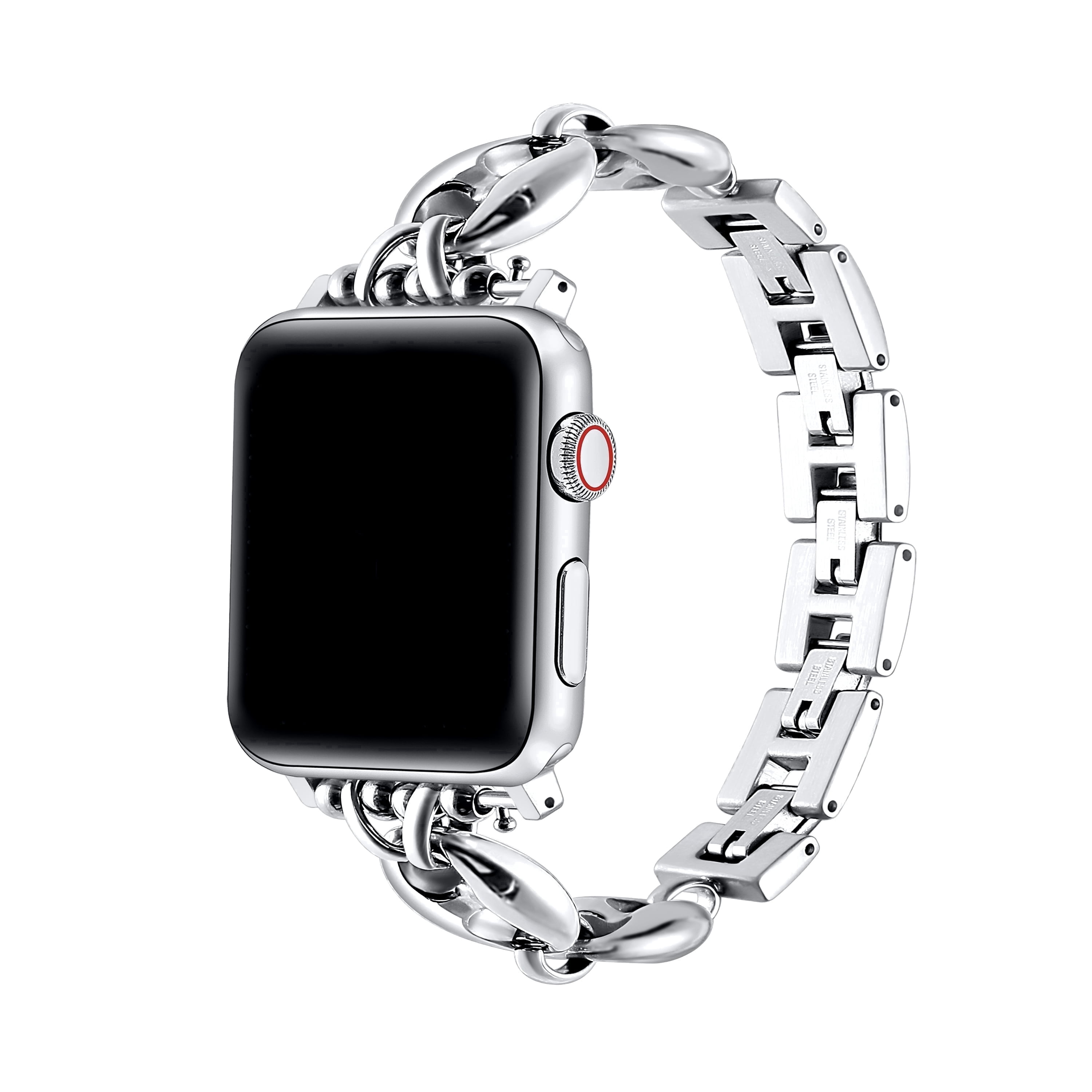 Posh Tech Poppy Stainless Steel Link Band Compatible with Apple Watch ...