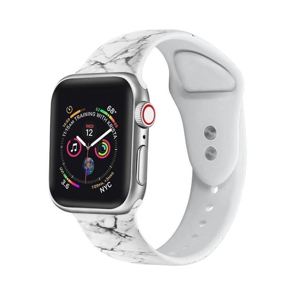 Posh Tech Cottagecore Print Silicone Replacement Watch Band for Apple Watch, White Marble