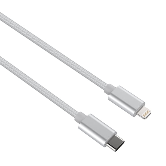 Posh Tech Silver 6 FT Braided Lightning Cable - Type C