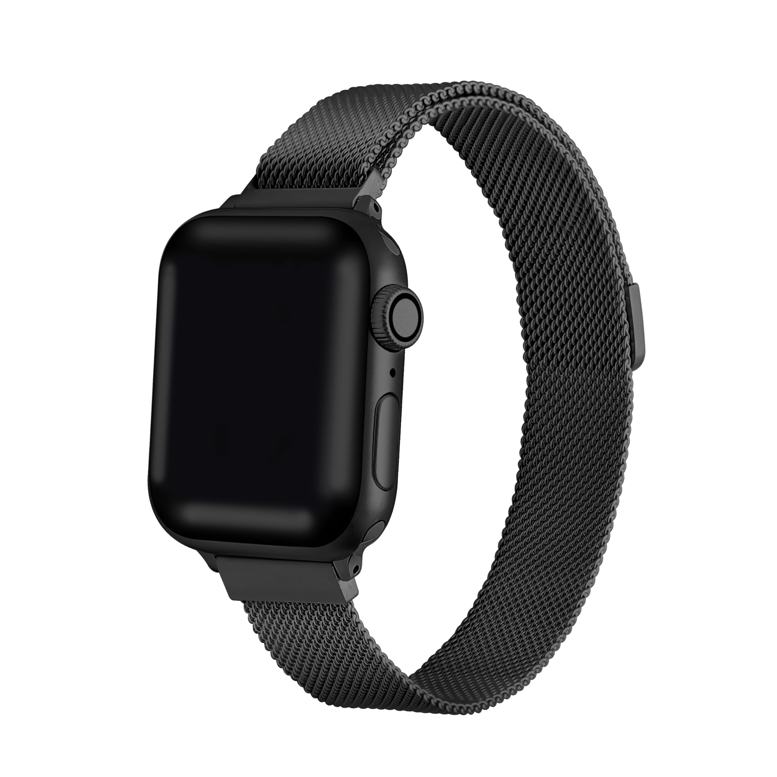 Posh Tech Skinny Infinity Black Stainless Steel Metal Loop Replacement Band  for Apple Watch Series 1,2,3,4,5,6,7,8 & SE - Size 38mm/40mm/41mm