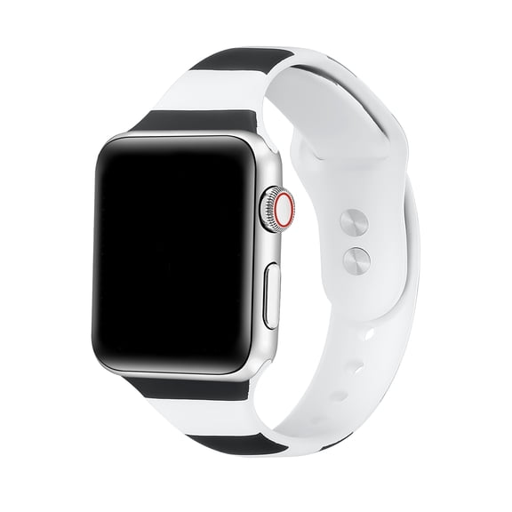 Posh Tech Skinny Silicone Replacement Watch Band for Apple Watch, Black & White Stripe