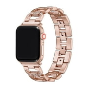 Posh Tech Women's Tiara Rose Gold Rhinestone Band for Apple Watch Series 1-8 & SE Size 38-41mm