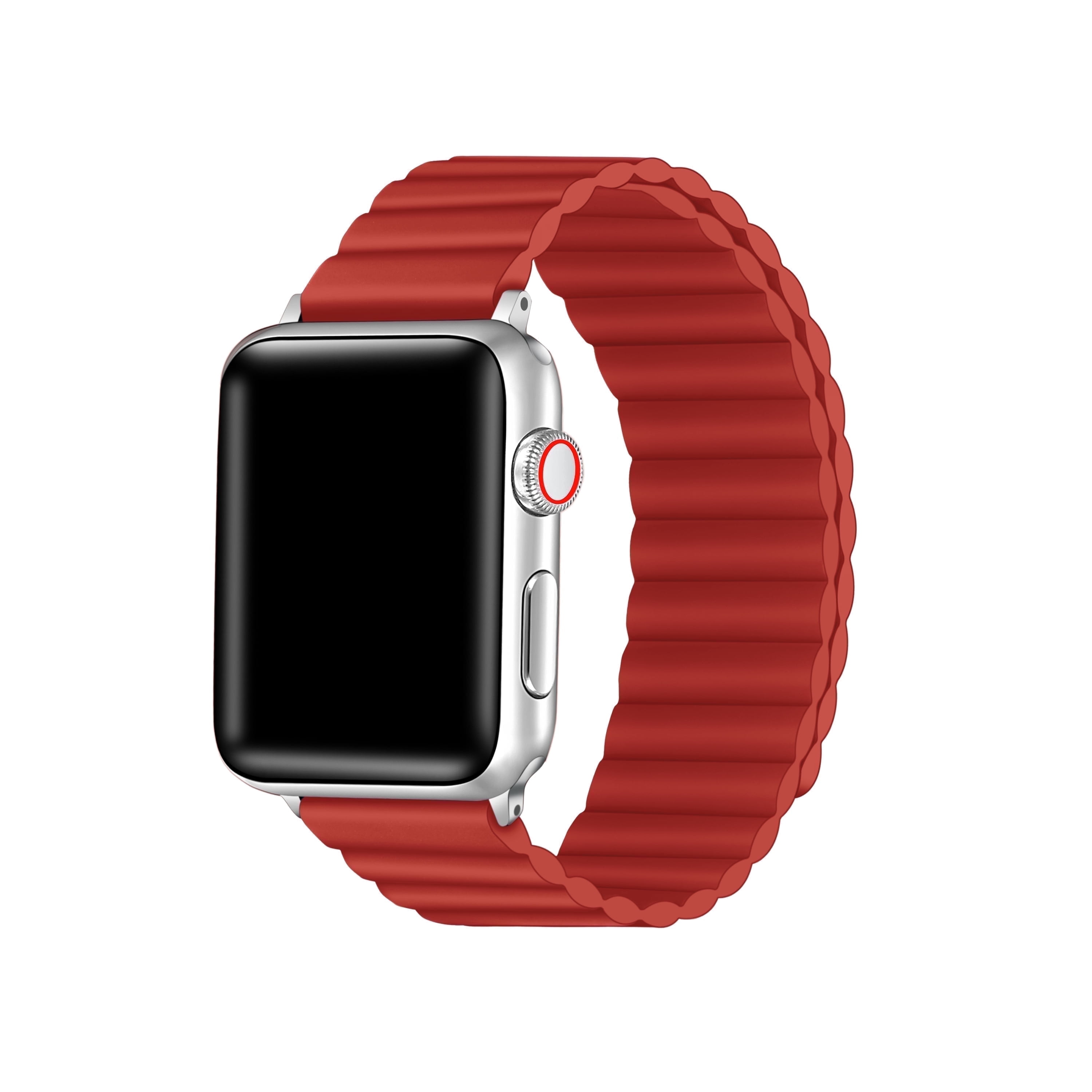 Posh Tech Unisex Magnetic Red Silicone Band Compatible with Apple Watch ...
