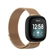 Posh Tech Unisex Rose Gold Stainless-Steel Band for Fitbit Versa 3 & Fitbit Sense - Size Small