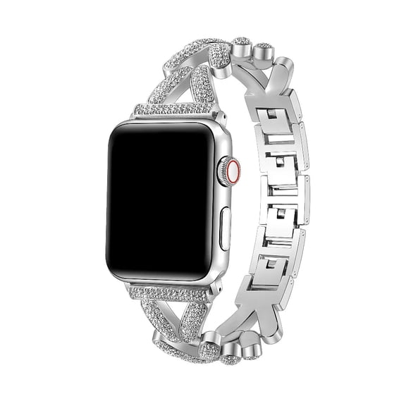 Posh Tech Valentina Metal Rhinestone Apple Watch Band, Silver
