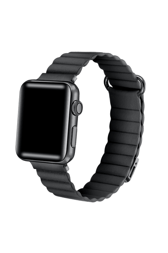 Women's Dakota Leather Band for Apple Watch Series 1-8,SE, & Ultra Size 42-49mm-Black
