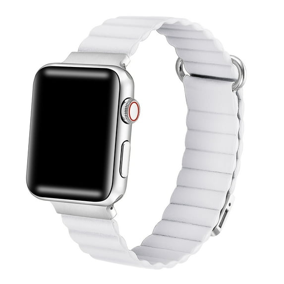 Posh Tech Women's Dakota Leather Band for Apple Watch Series 1-8,SE, & Ultra Size 42-49mm-White