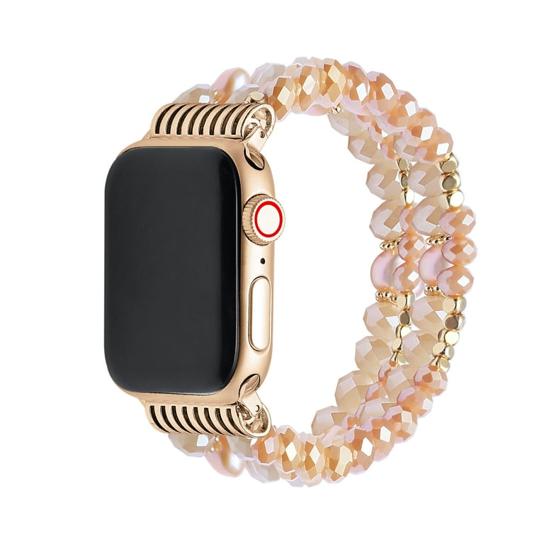 Posh Tech Women s Demi Rose Gold Beaded Band for Apple Watch Series 1 8 SE Size 38 41mm Walmart