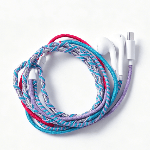 Posh Tech Wrapped Wired In-Ear Headphones USB-C in Aqua