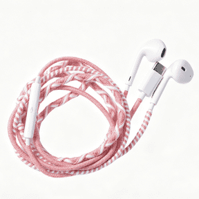 Posh Tech Wrapped Wired In-Ear Headphones USB-C in Light Pink
