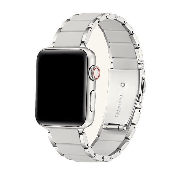 Posh Tech Wren Silicone + Stainless Steel Apple Watch Band, Off White