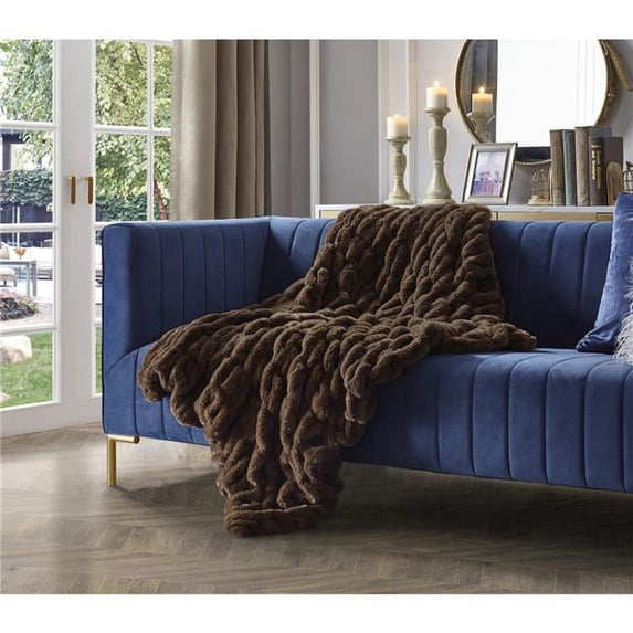 PoshLiving Brown Polyester Throw Blanket, 50" x 60"