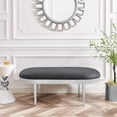 thumbnail image 1 of Issac Oval Bench Gray Leather PU  Upholstered Polished Legs, 1 of 8