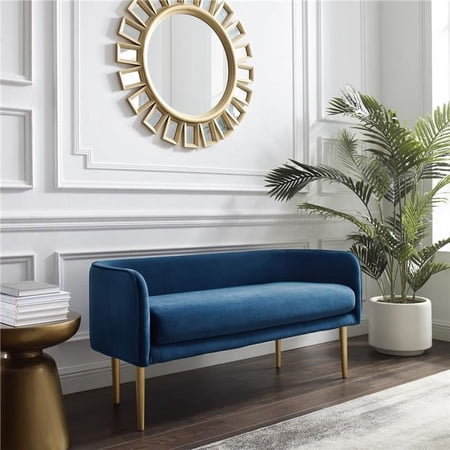 PoshLiving Upholstered Bench, Navy Blue