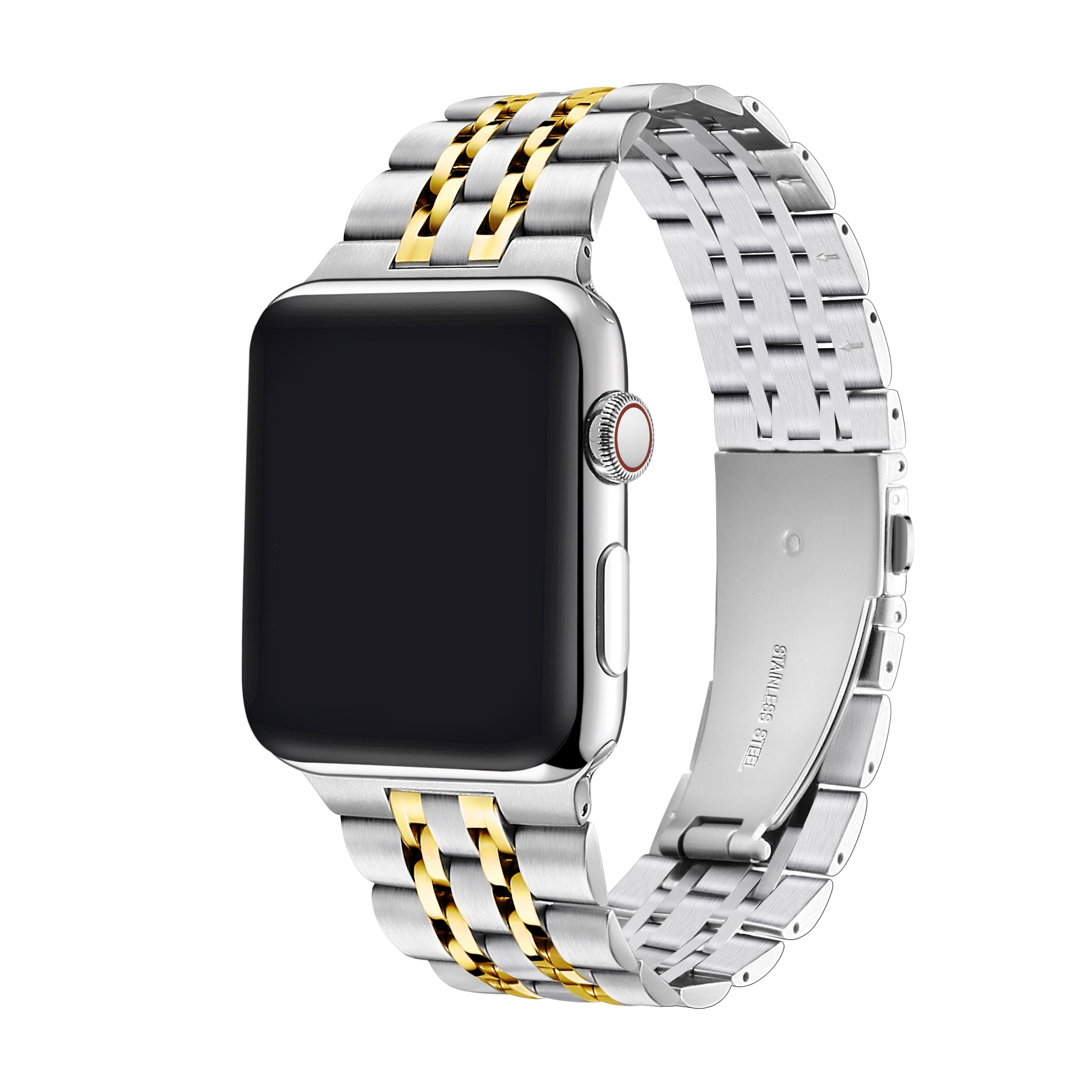 PoshTech Unisex Rainey Silver/Gold Stainless Steel Band for Apple Watch  Series 1-8&SE Size 38mm-41mm 