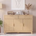 thumbnail image 1 of Poshby 47" Fluted Credenzas Sideboard Buffet Cabinet with 2 drawers, 3 Doors for Living Room, Natural, 1 of 9