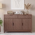 thumbnail image 1 of Poshby 47" Fluted Credenzas Sideboard Buffet Cabinet with 2 drawers, 3 Doors for Living Room, Walnut, 1 of 9