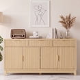 thumbnail image 1 of Poshby 55" Fluted Credenzas Sideboard Buffet Cabinet with 3 drawers, 4 Doors for Living Room, Natural, 1 of 9
